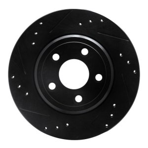 Ford Thunderbird Brake Rotor (1) - Rear Left - R1 Concepts - Drilled & Slotted - Black - `00-`06